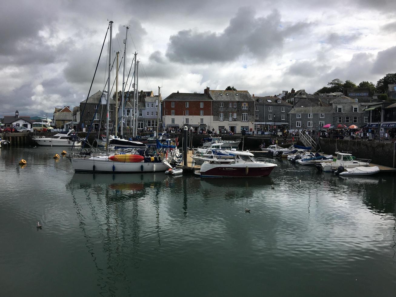 Padstow in Cornwall in August 2020. A view of Padstow Harbour showing all the fishing boats photo