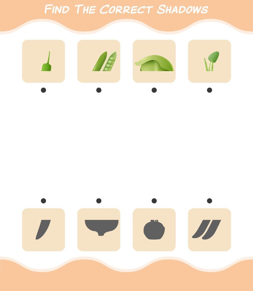 Find the correct shadows of cartoon vegetables. Searching and Matching game. Educational game for pre shool years kids and toddlers vector