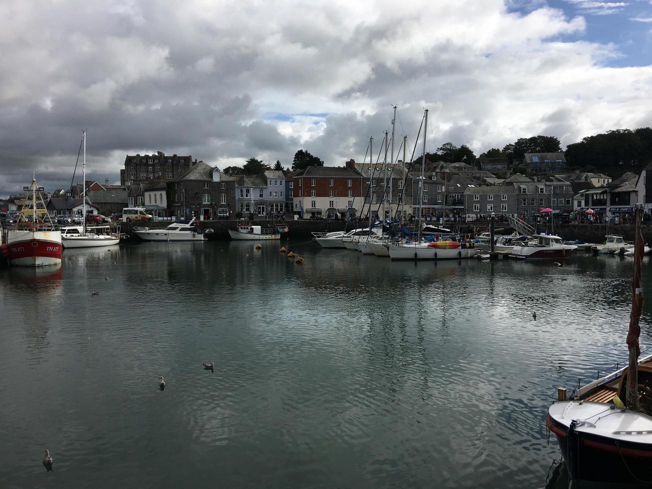 Padstow in Cornwall in August 2020. A view of Padstow Harbour showing all the fishing boats photo