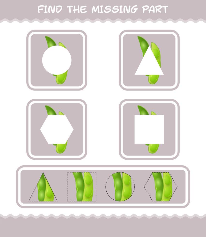 Match cartoon edamame parts. Matching game. Educational game for pre shool years kids and toddlers vector