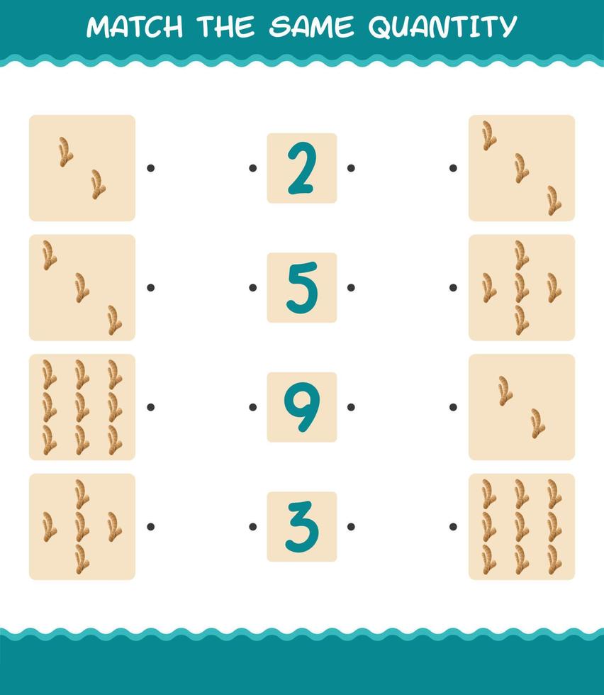 Match the same quantity of ginger. Counting game. Educational game for pre shool years kids and toddlers vector