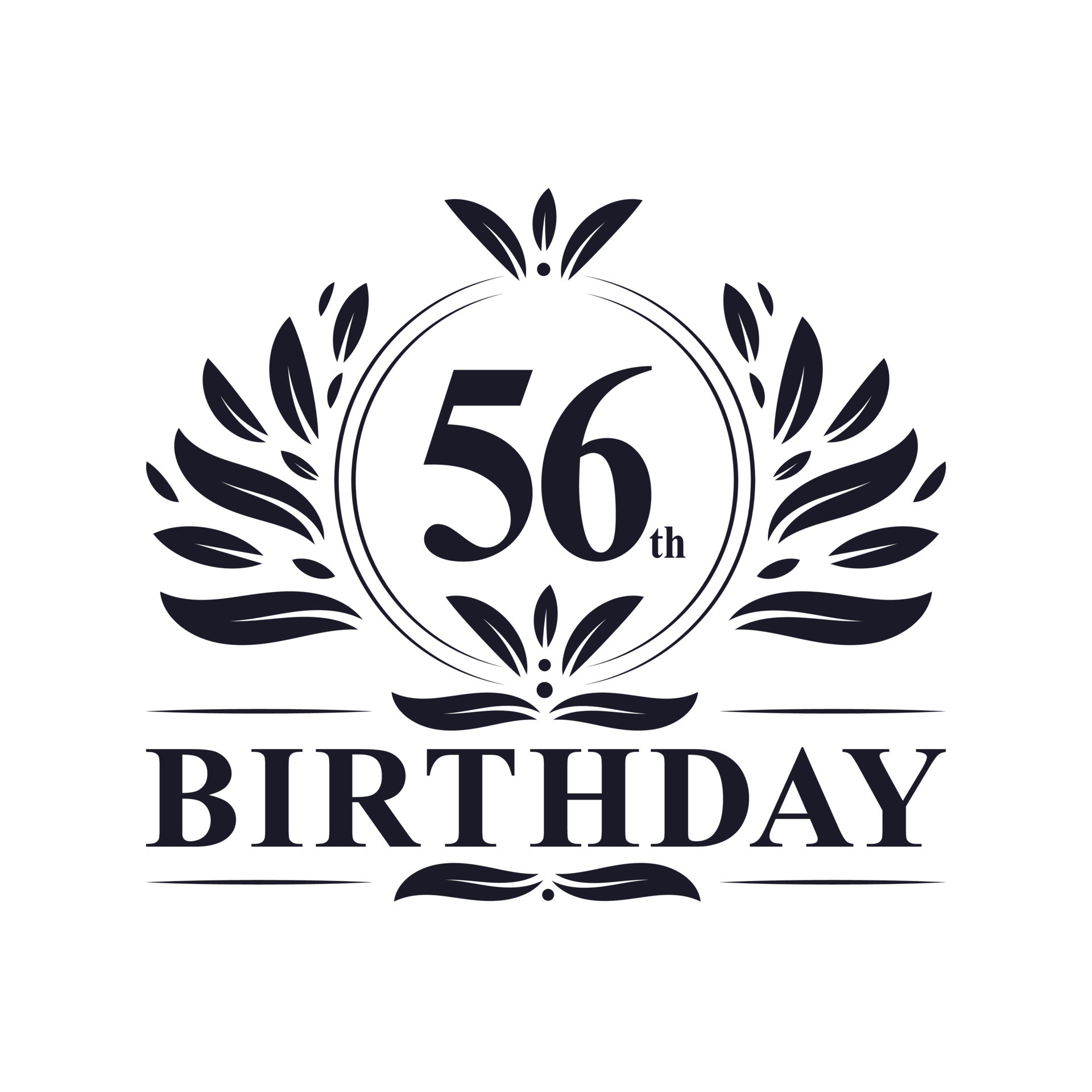 56th Birthday logo, 56 years Birthday celebration. 8736370 Vector Art