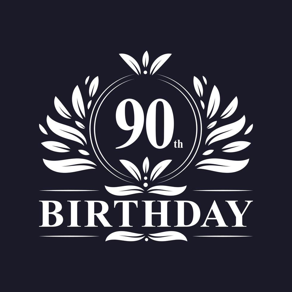 Luxury 90th Birthday Logo, 90 years celebration. vector