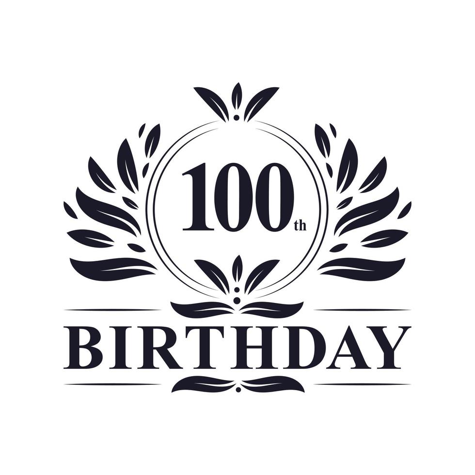 Luxury 100th Birthday Logo, 100 years celebration. vector