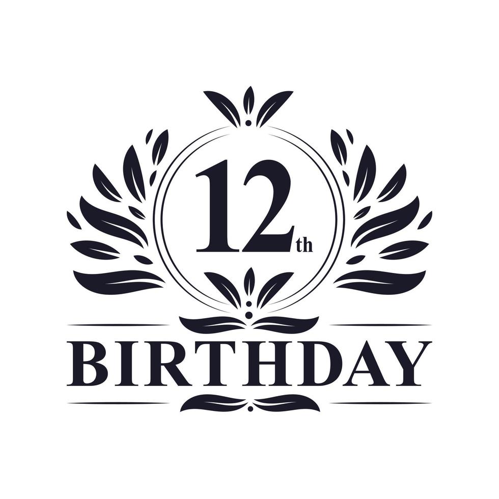 Logotipo de 12 años, celebración de cumpleaños de 12 años. vector