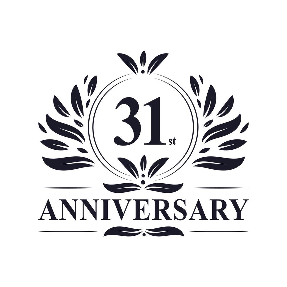 31st Anniversary celebration, luxurious 31 years Anniversary logo design. vector
