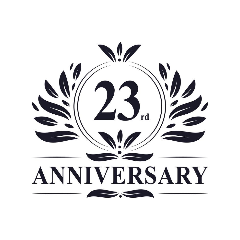 23rd Anniversary celebration, luxurious 23 years Anniversary logo design. vector