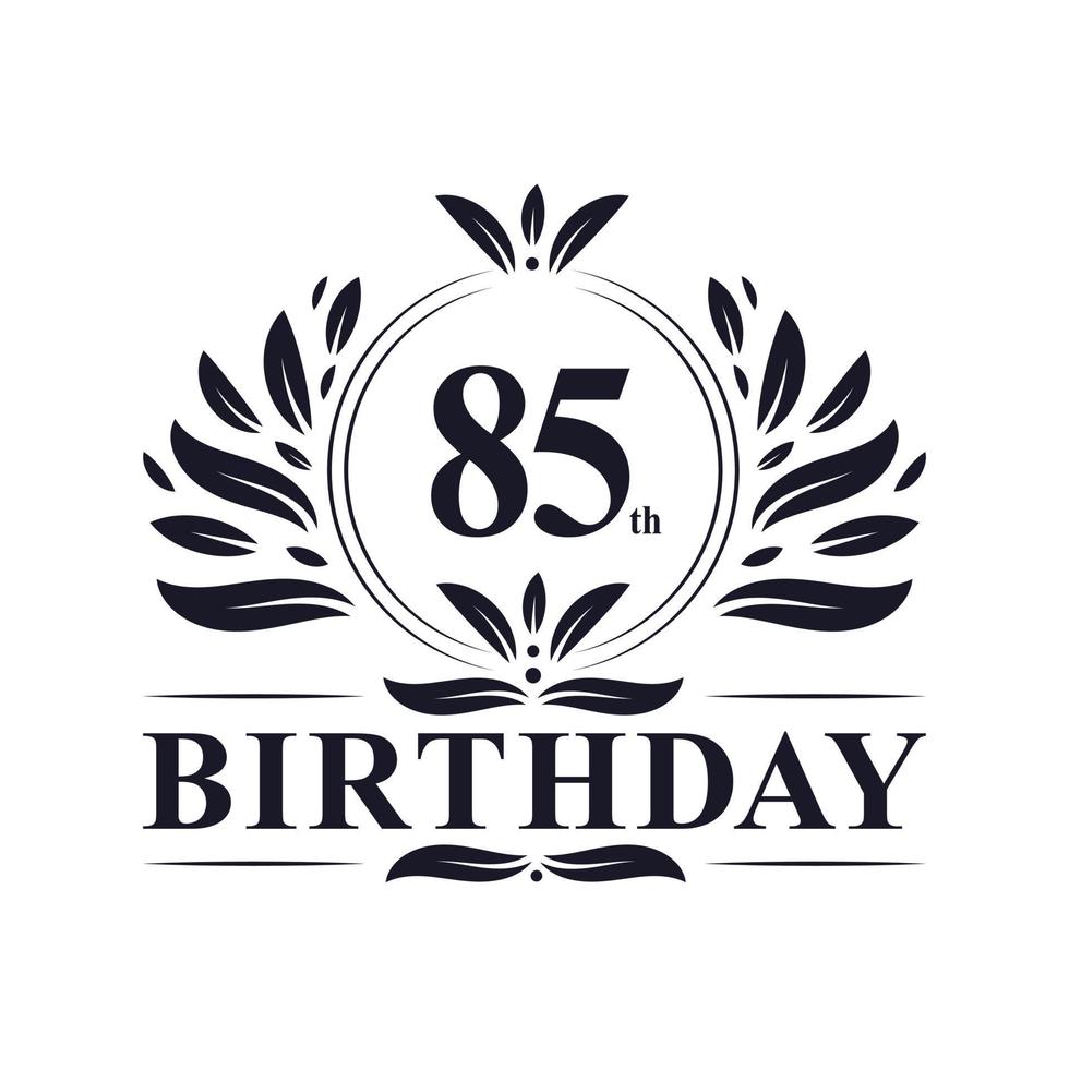 Logotipo de cumpleaños de 85 años, celebración de 85 años. vector