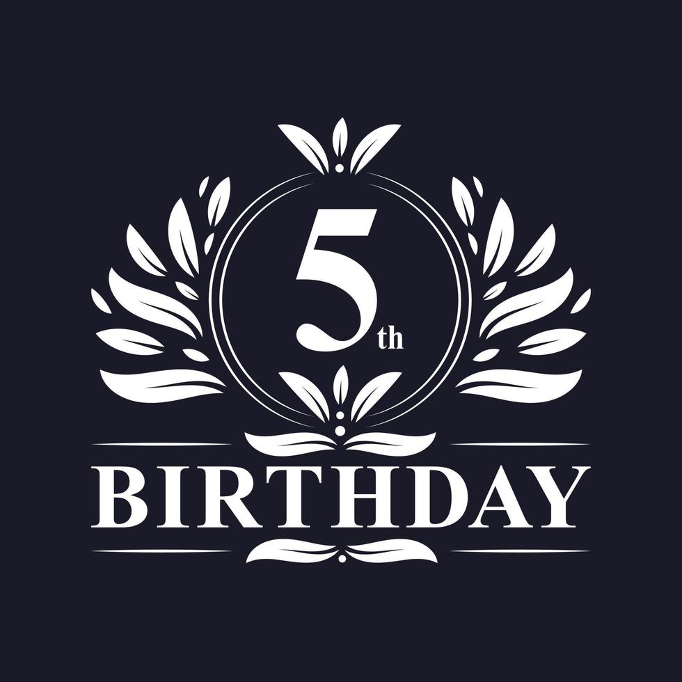 Logotipo de cumpleaños de 5 años, celebración del 5º cumpleaños. vector
