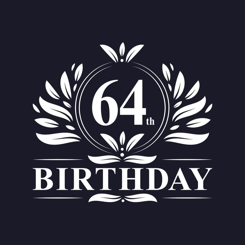 Logotipo de cumpleaños de 64 años, celebración de 64 años. vector