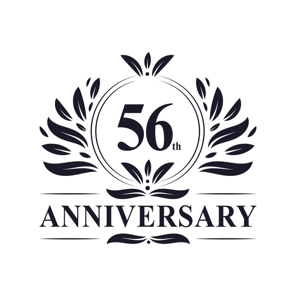 56th Anniversary celebration, luxurious 56 years Anniversary logo design. vector