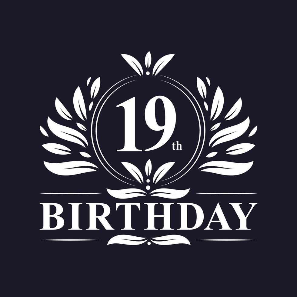 19 years Birthday logo, 19th Birthday celebration. vector