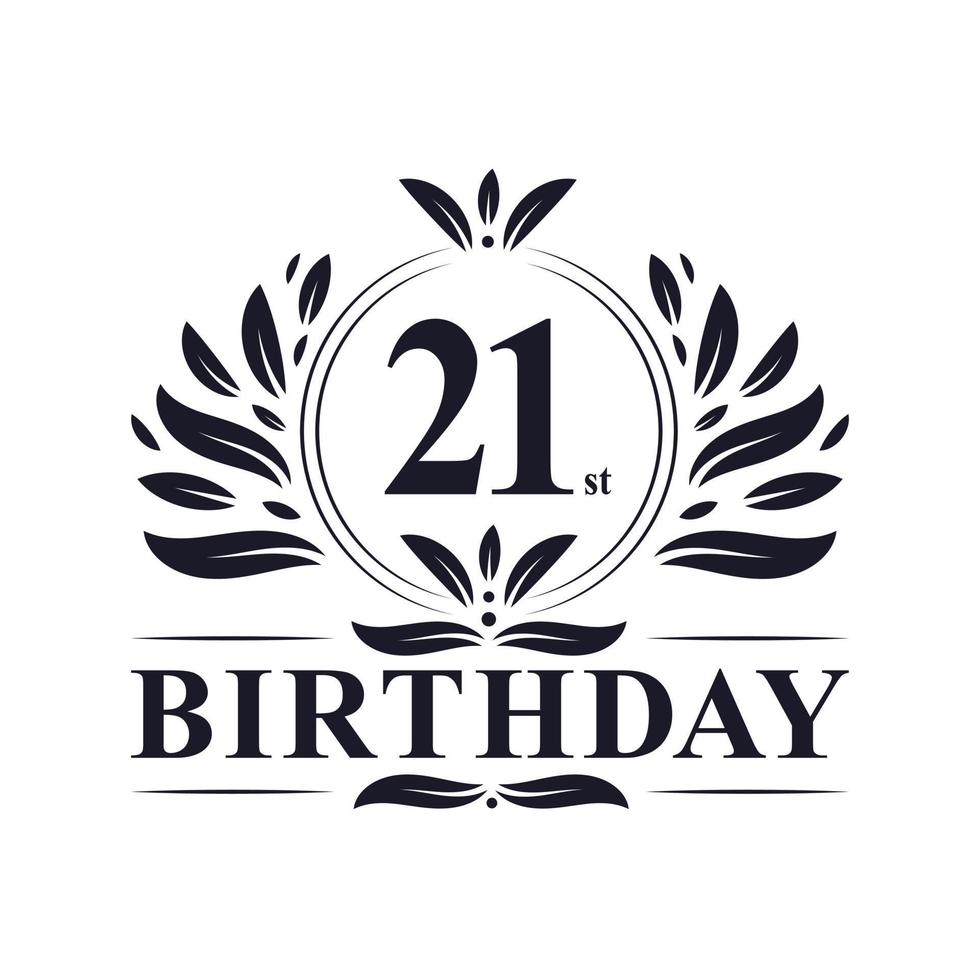 Logotipo de cumpleaños de 21 años, celebración de cumpleaños número 21. vector