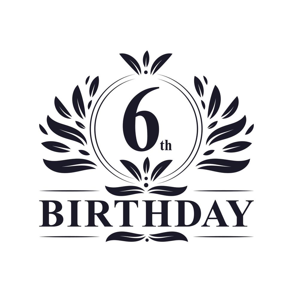 6 years Birthday logo, 6th Birthday celebration. vector