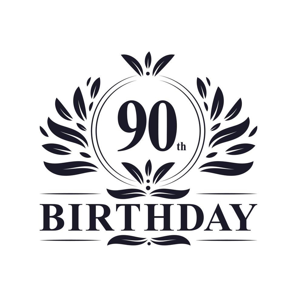 Luxury 90th Birthday Logo, 90 years celebration. vector