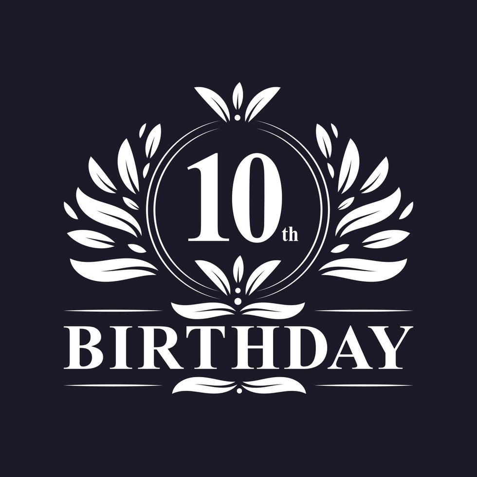 Logotipo del décimo cumpleaños, celebración del cumpleaños de 10 años. vector