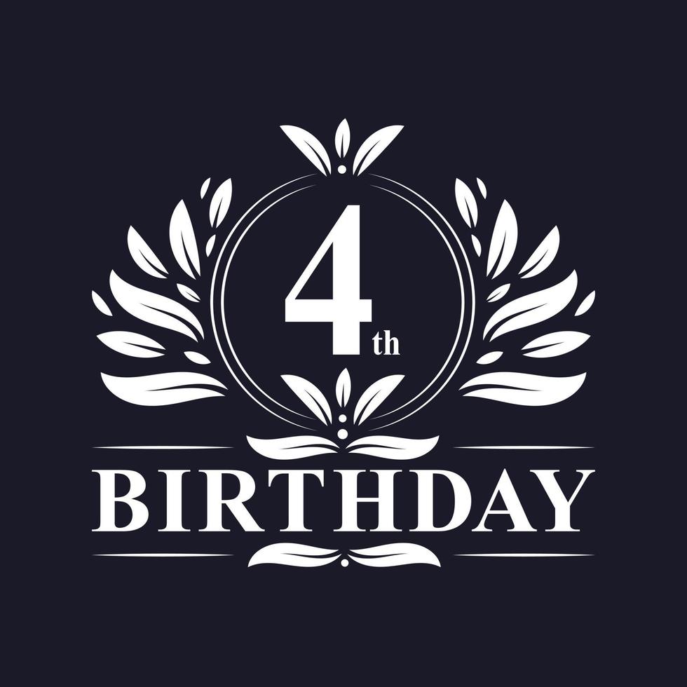 4th Birthday logo, 4 years Birthday celebration. vector