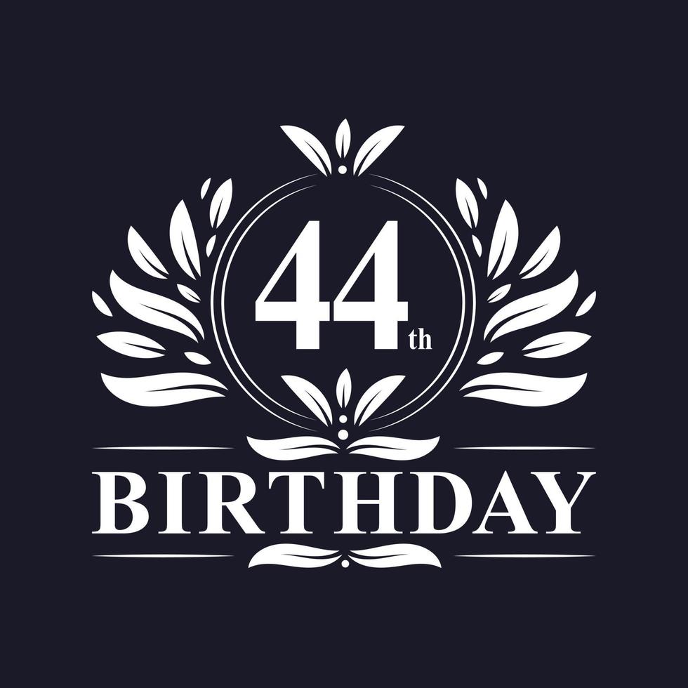 Logotipo de 44 años, celebración de cumpleaños de 44 años. vector