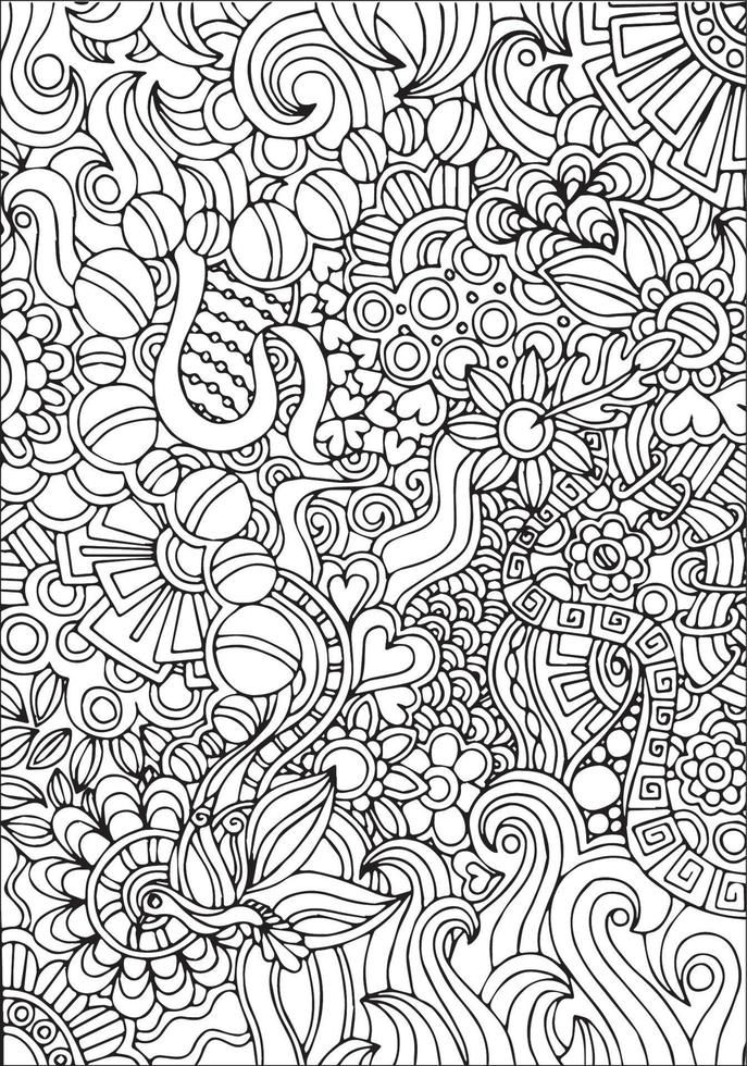 Mandala Flower Heart Coloring Book Page Background Design Template vector