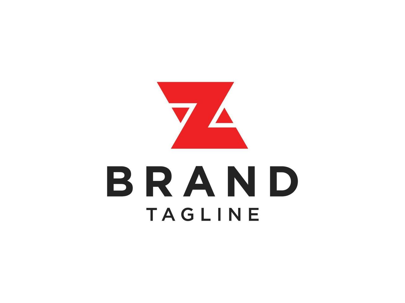 Letter Z Logo Red Square Line Rounded isolated on white background. Flat Vector Logo Design Template Element