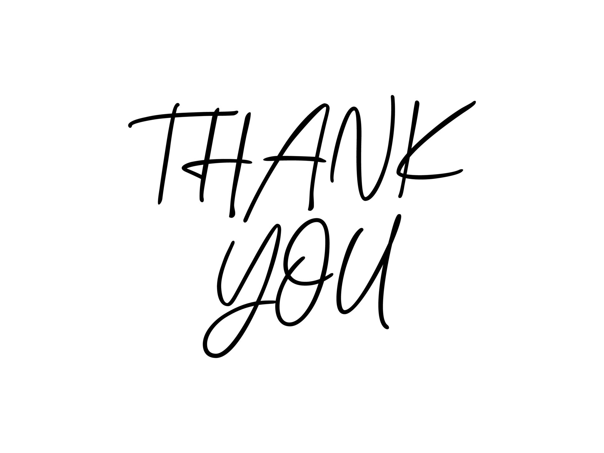 Thank You Text Handwritten Black Lettering Calligraphy with Simple