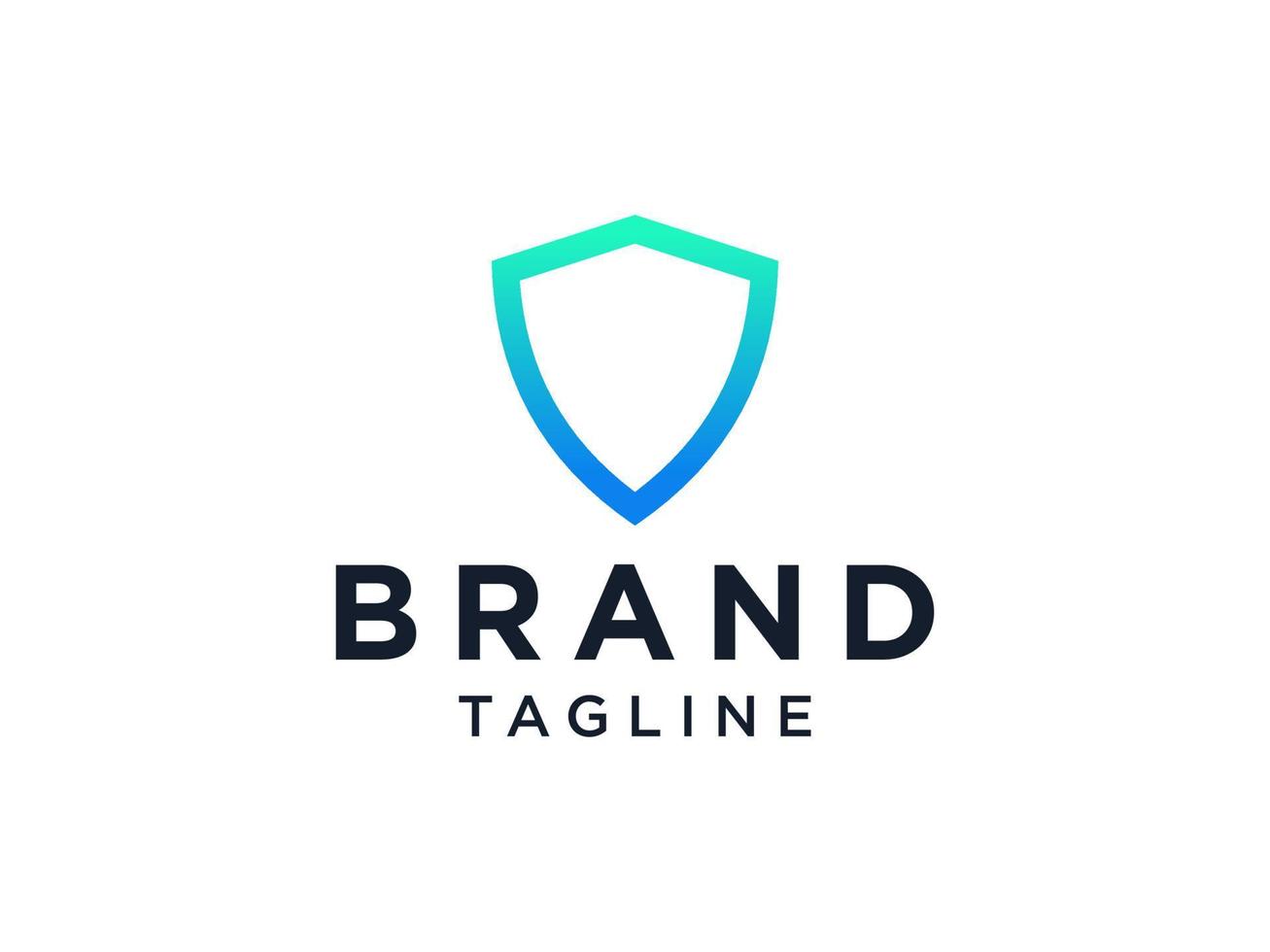 Blue Simple Line Shield Icon Security Logo isolated on white background. Flat Vector Logo Design Template Element
