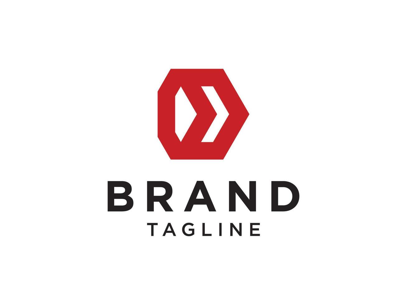 Initial Letter D Logo. Red Shape D Letter with Origami Style Arrow inside isolated on White Background. Usable for Business and Delivery Logos. Flat Vector Logo Design Template Element.