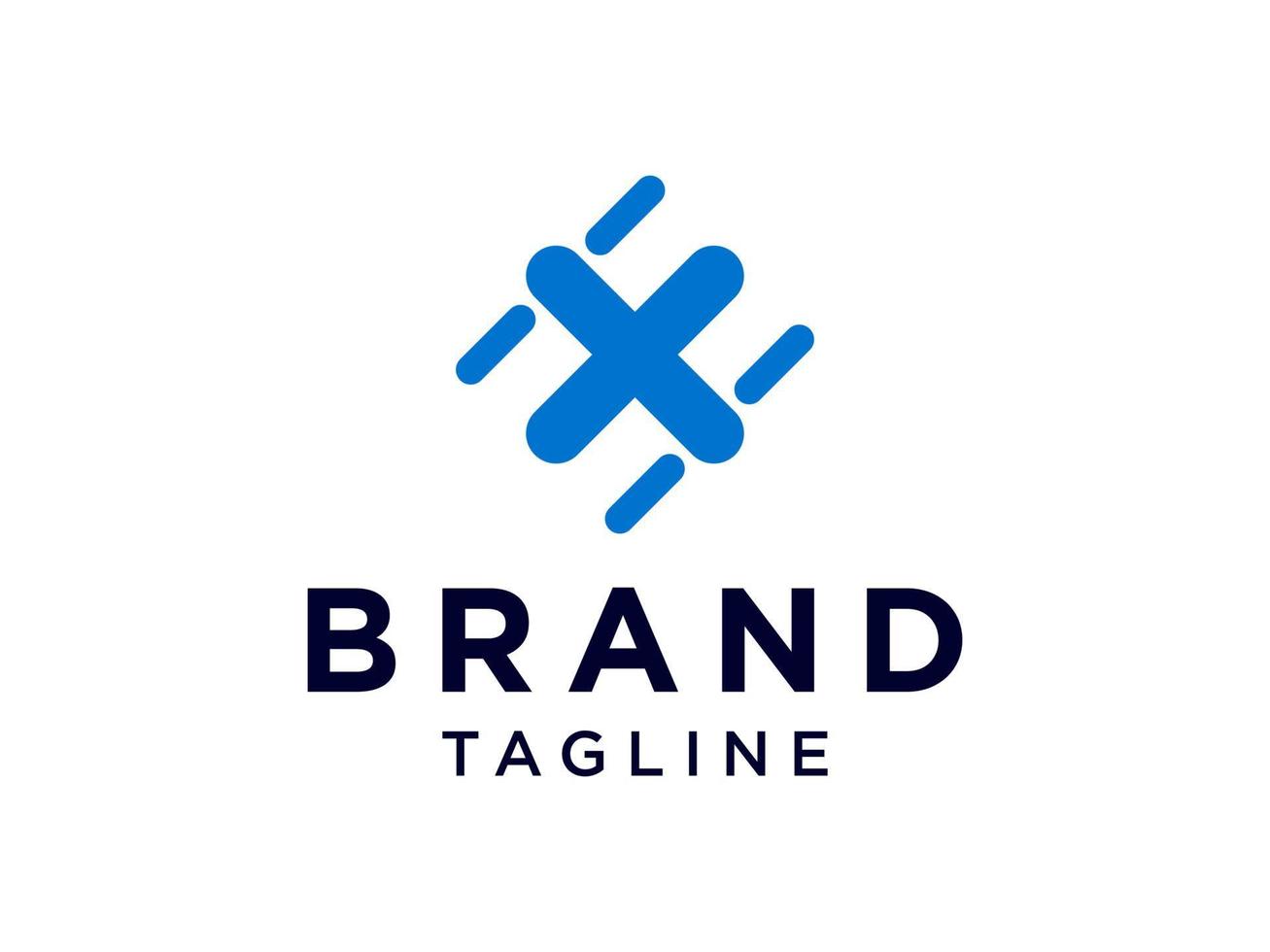 Abstract Initial Letter X Logo. Blue Geometric Rounded Line Style isolated on White Background. Usable for Business and Branding Logos. Flat Vector Logo Design Template Element