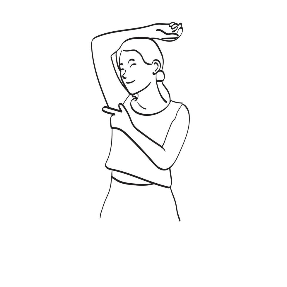 line art armpit woman hand up clean skin depilation illustration vector hand drawn isolated on white background