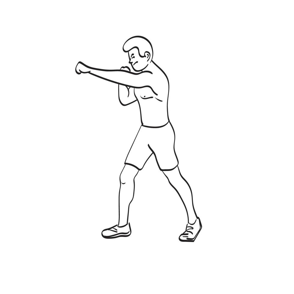 longitud completa del hombre perforando sin guantes ilustración vector dibujado a mano aislado en el arte de línea de fondo blanco.