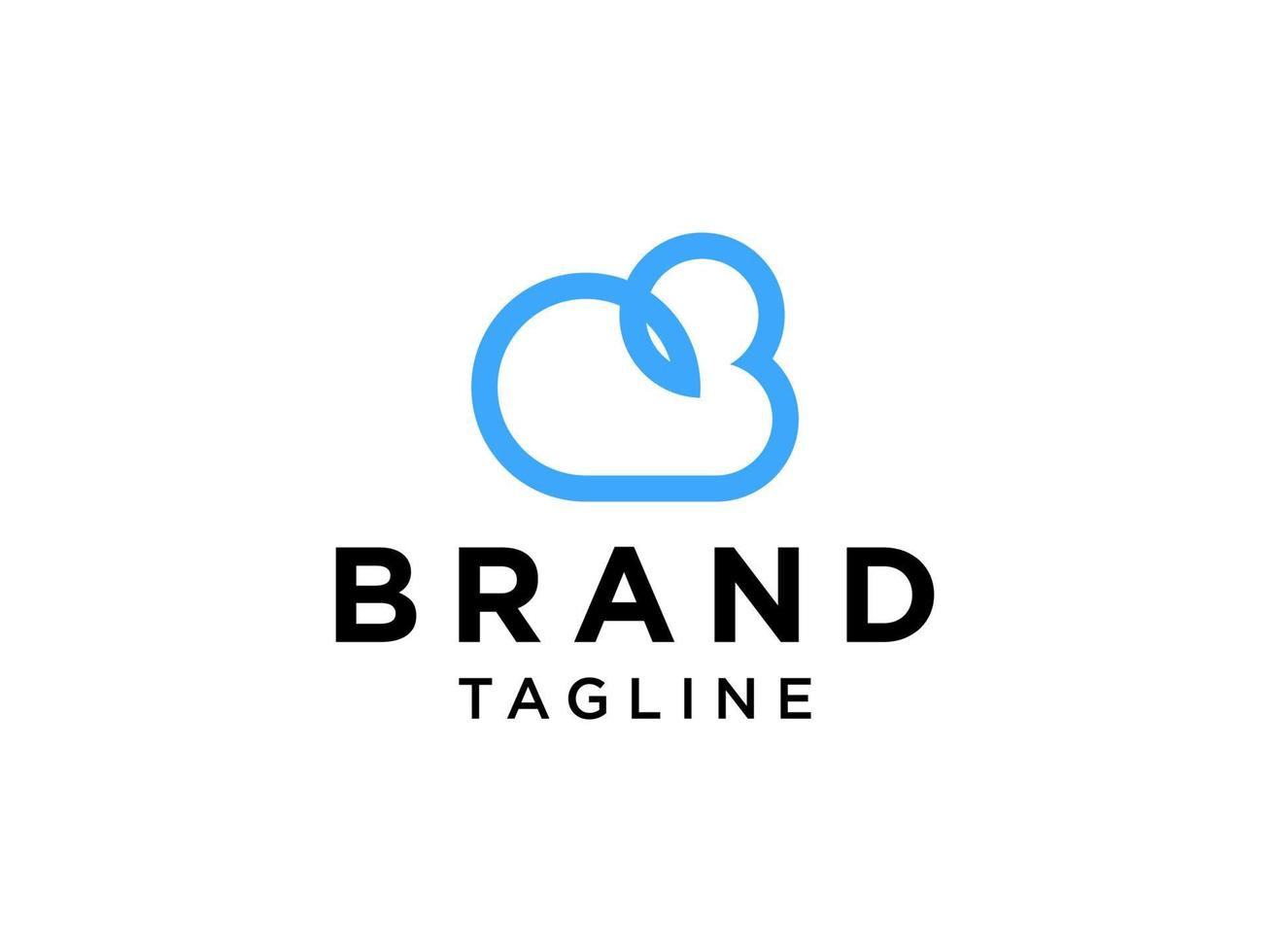 Simple Cloud Logo. Blue Linear Shape Cloud Computing isolated on White Background. Usable for Business and Technology Logos. Flat Vector Logo Design Template Element.