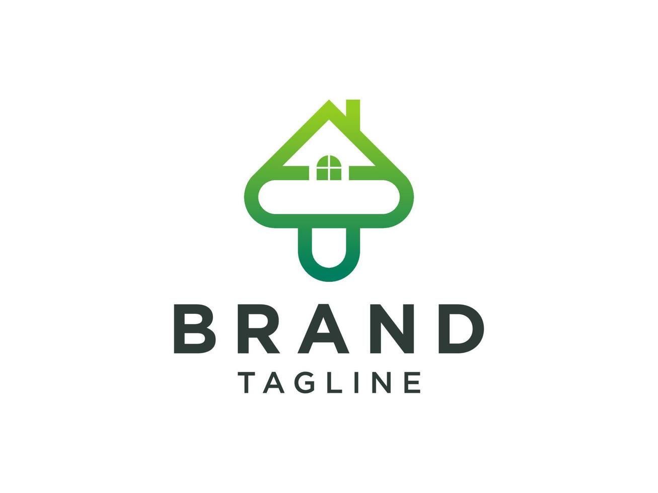 Simple Home Care Logo. Green Geometric Silhouette Shape House Icon with Green Cross Plus Sign Combination isolated on White Background. Flat Vector Logo Design Template Element.