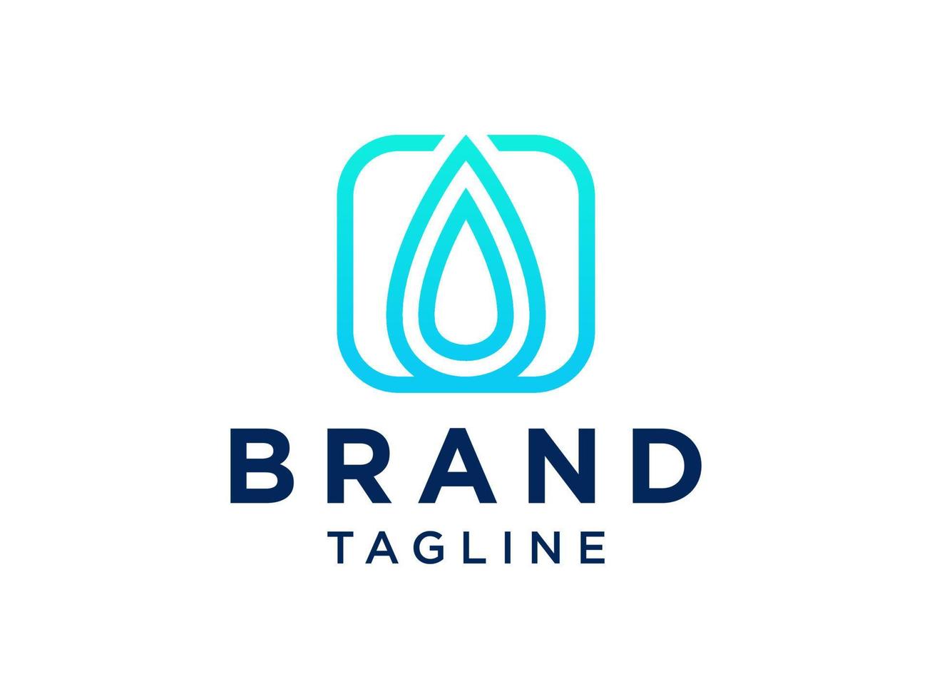 Water Logo. Blue Water Drop Linked with Circle Line Around isolated on White Background. Usable for Business, Science, Healthcare, Medical and Nature Logos. Flat Vector Logo Design Template Element.