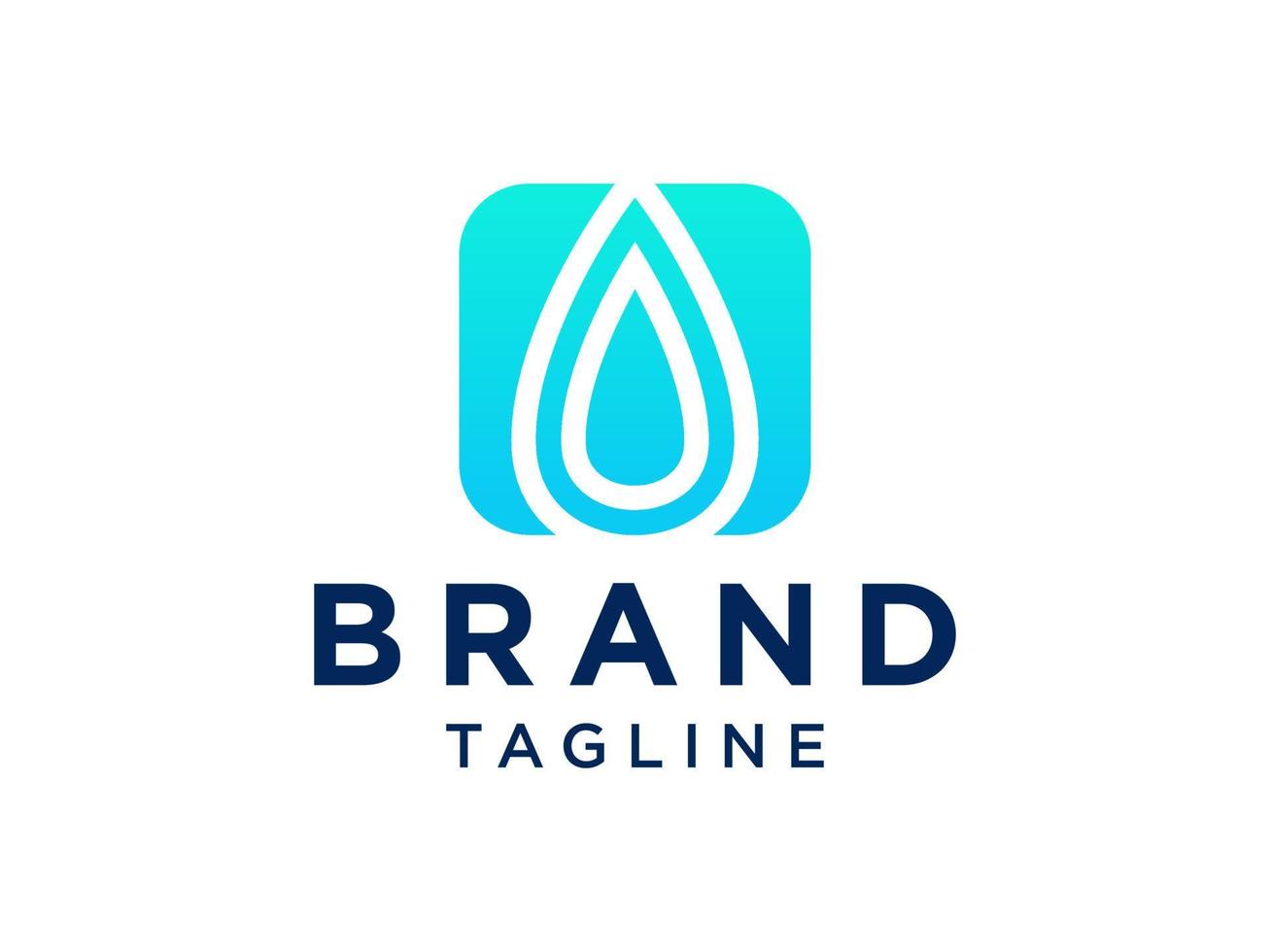 Water Logo. Blue Water Drop Linked with Circle Line Around isolated on White Background. Usable for Business, Science, Healthcare, Medical and Nature Logos. Flat Vector Logo Design Template Element.