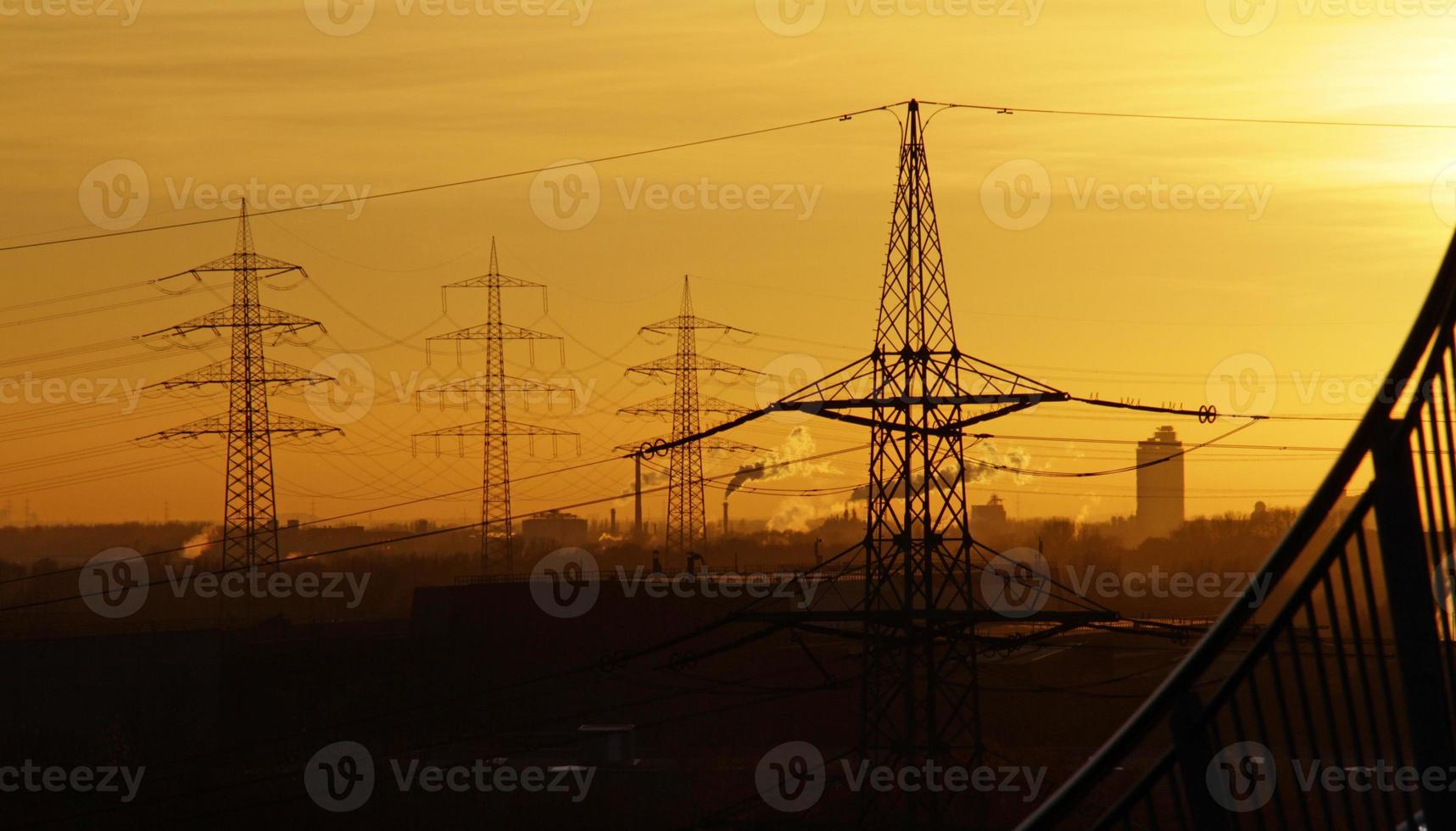 Power lines in a German industrial area photo