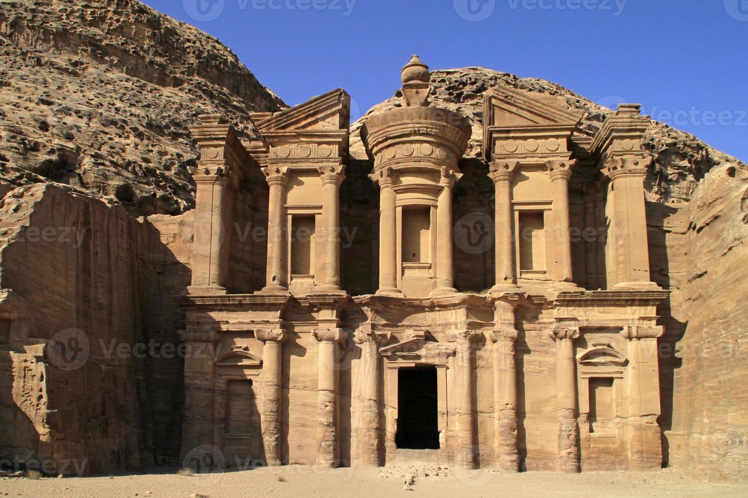 The Monastery - also known as Ad Deir - a monumental building carved out of rock in the ancient Jordanian city of Petra. photo