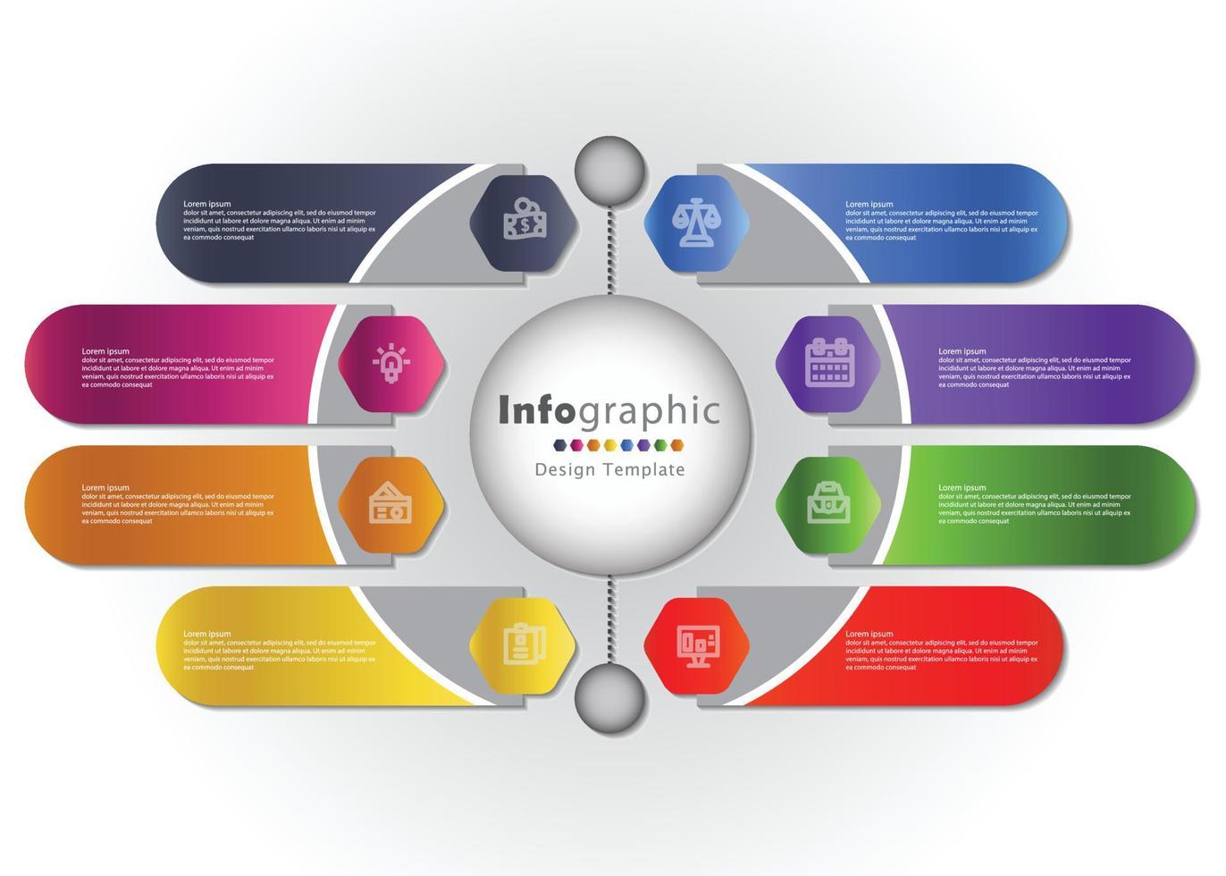 business infographic with 8 step option vector