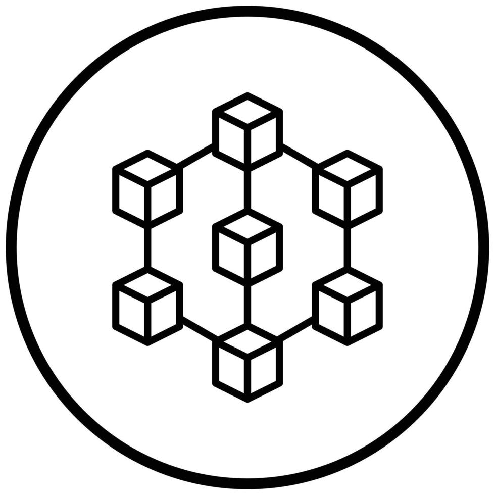 estilo de icono de cadena de bloques vector