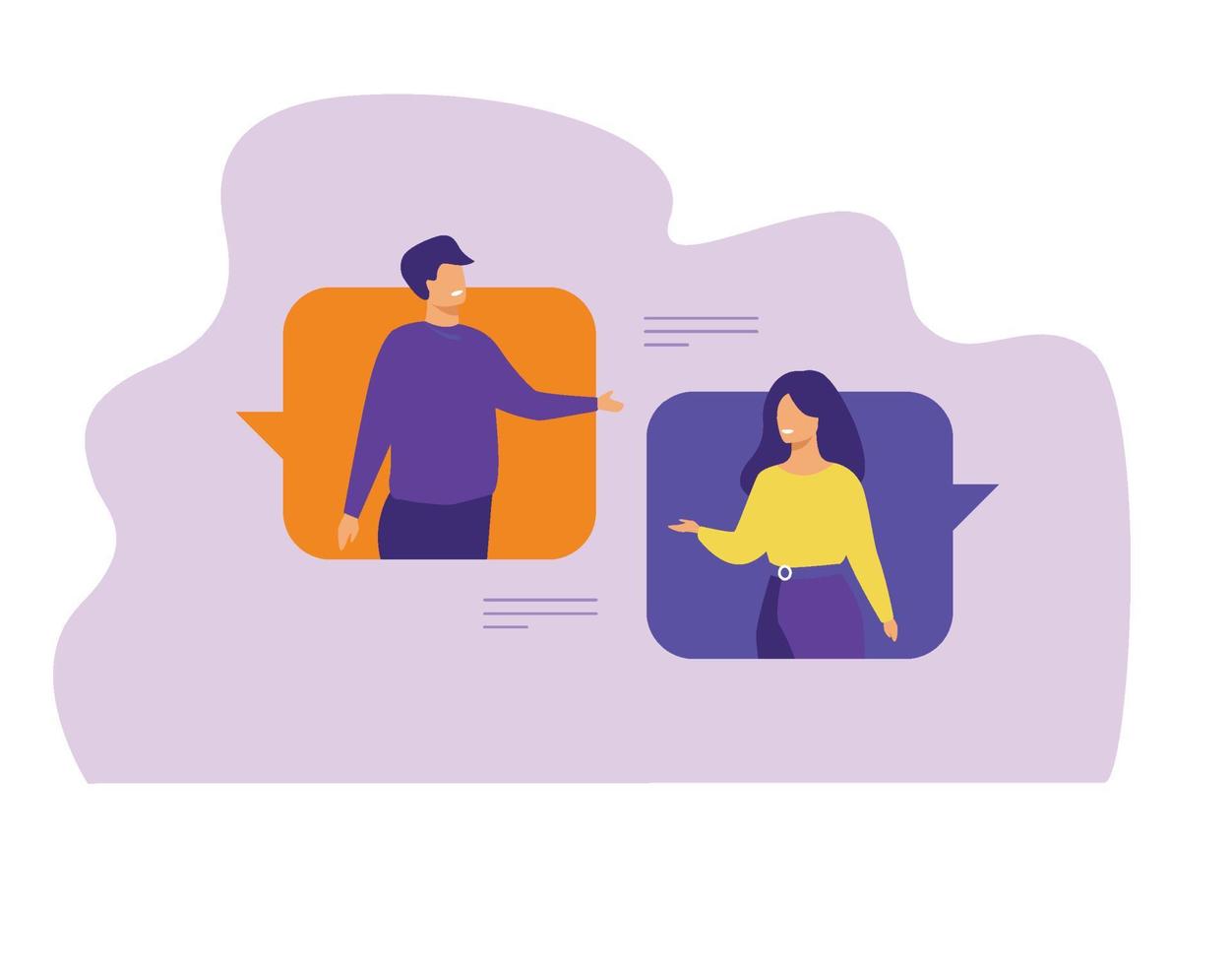 Flat design characters chatting on dating vector