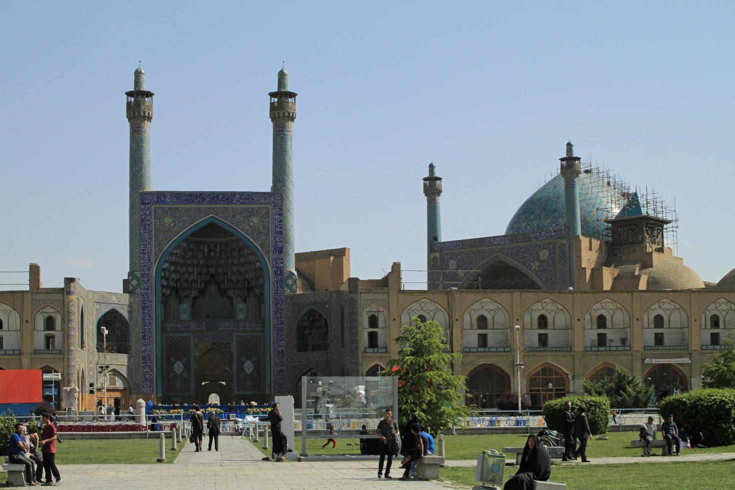 Isfahan, Iran - June 13, 2018 - View over the big city square Naqsch-e Dschahan in Isfahan, Iran. The square is a popular meeting spot for the inhabitants of the city. photo