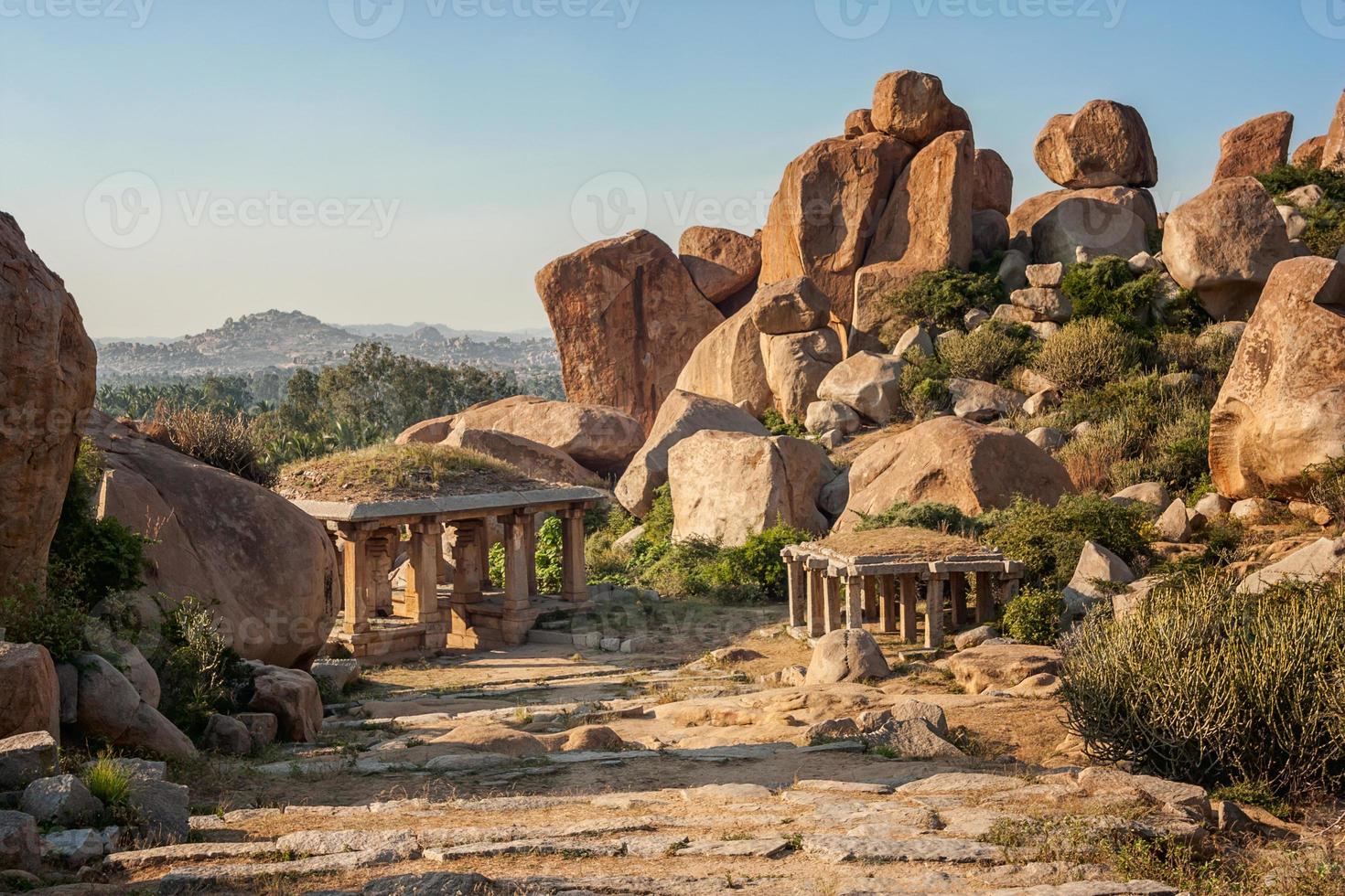 Temple Ruins in Hampi, Karnataka, India. photo