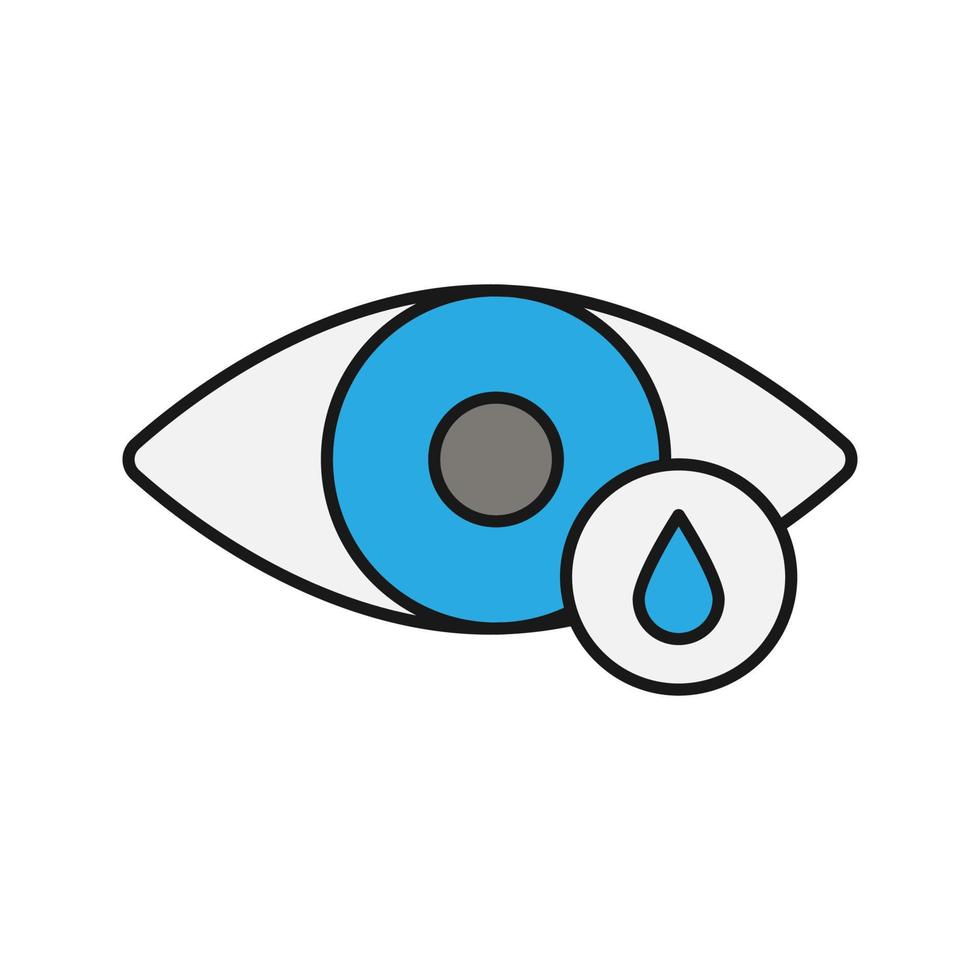 Human eye with drop color icon. Eye drops. Isolated vector illustration