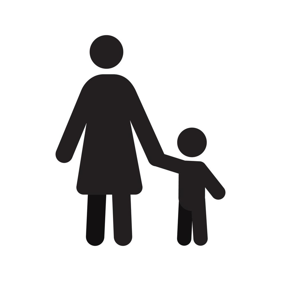 madre con niño en silueta de vista frontal. maternidad. padre. ilustración vectorial aislada vector