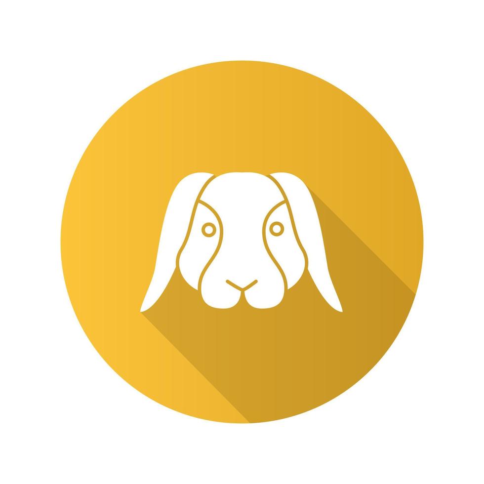 Dwarf rabbit flat design long shadow glyph icon. Bunny. Hare. Vector silhouette illustration
