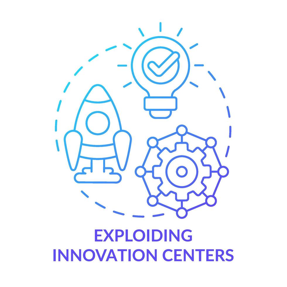 Exploding innovation centers blue gradient concept icon. Technology startups. Trends in enterprise abstract idea thin line illustration. Isolated outline drawing. vector