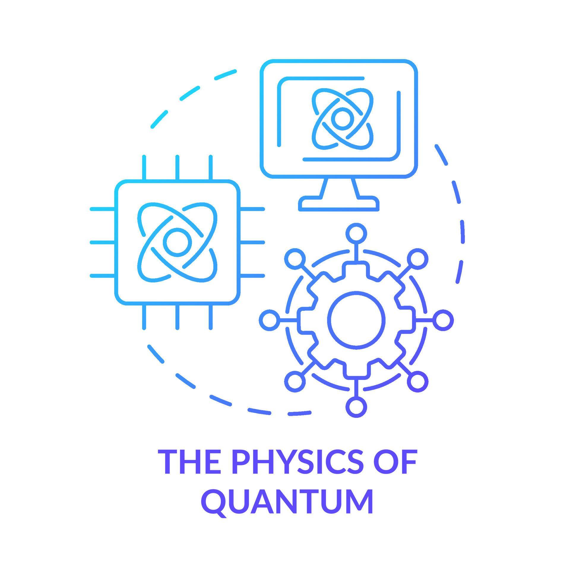 Physics of quantum blue gradient concept icon. Processing digital
