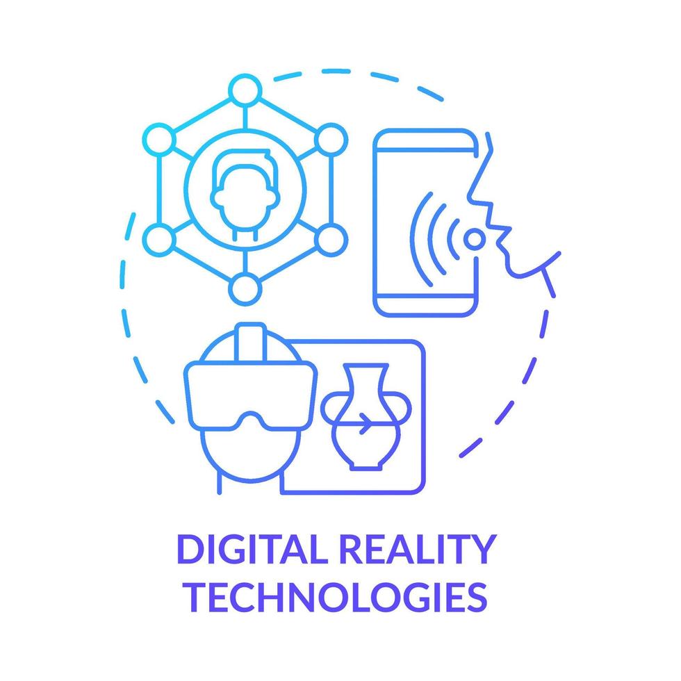 icono de concepto de gradiente azul de tecnologías de realidad digital. asistente virtual. tendencias macro tecnológicas idea abstracta ilustración de línea delgada. dibujo de contorno aislado. vector