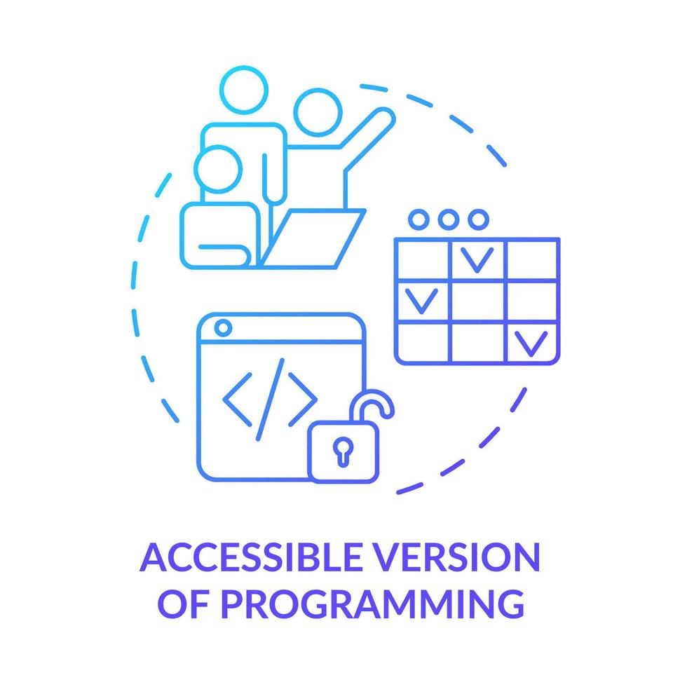 Accessible version of programming blue gradient concept icon. Easy way to code. Tech macro trends abstract idea thin line illustration. Isolated outline drawing. vector
