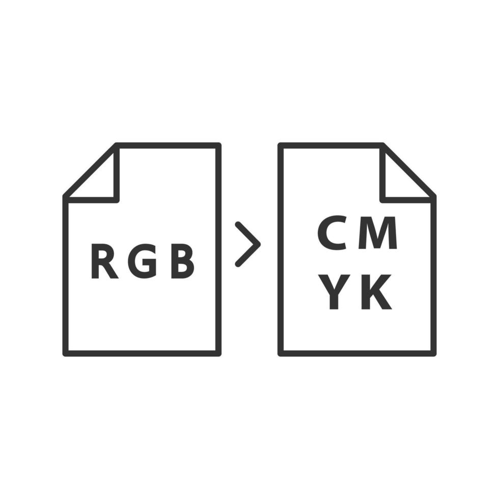 Color models conversion linear icon. Thin line illustration. RGB color model conversion to CMYK. Contour symbol. Vector isolated outline drawing