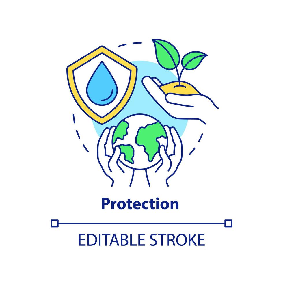 Protection concept icon. Sustainable land management principle abstract idea thin line illustration. Natural environment. Isolated outline drawing. Editable stroke. vector